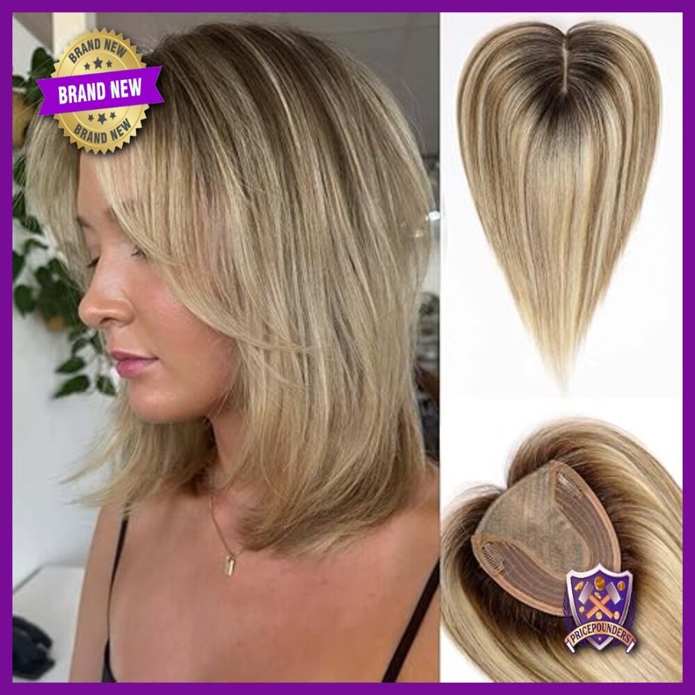 Human Hair Topper with Bangs 5x5.5 Base 14 Length for Thinning Hair